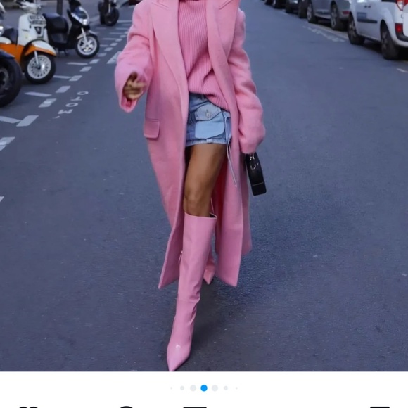 Barbie pink Zara oversize denim button down shirt jacket Sz Xsmall - Picture 8 of 8